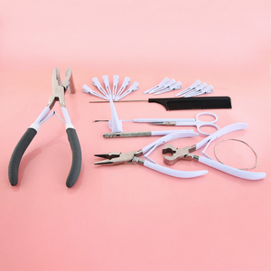 Professional Hair Extension Tool Kit with Micro <b>Bead</b> Crimping Plier, Tape In Weft Pressing Plier, <b>Braiding</b> Crochet Hook Clips - Product Image 1