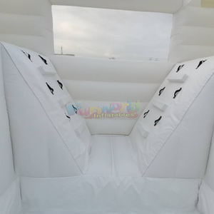 Castillo inflable blanco de doble carril con tobogán, combo de casa de brinco gigante, castillo hinchable - Product Image 4