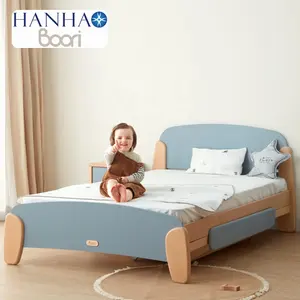 Nur B2B Boori Custom Nordic Modern Classic Hart Massiv gummi Holz Kinder Doppelbett Designs für Zimmer