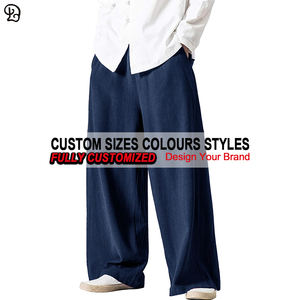 Pantalones de Lino Personalizados para <span class=keywords><strong>Hombre</strong></span>, Casuales, de Pierna Ancha, Holgados, de Verano, de Algodón, con Cintura Elástica, para Uso Diario, Yoga, <span class=keywords><strong>Playa</strong></span>, Estilo Palazzo - Product Image 5