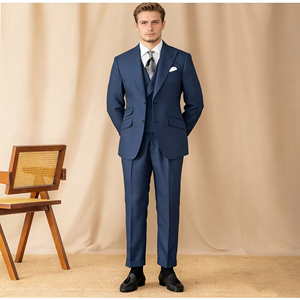 Traje de Hombre Entallado Personalizado, Traje de Negocios de 3 Piezas, Color Sólido, Dos Botones, Doble Abertura, Solapa de Pico, Conjunto Casual para Hombre - Product Image 5
