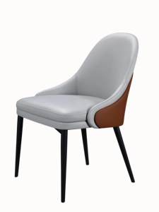 Chaise de salle à manger en cuir italien minimaliste moderne avec pieds et dossier en bois massif pour hôtel, atelier, usage domestique - Product Image 2