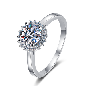 Anel Minimalista de Moissanite em Forma de Girassol de <span class=keywords><strong>1</strong></span> Quilate para Mulheres, Prata Esterlina 925, Corte Esmeralda, Revestimento em Ródio, Certificado GRA - Product Image 1