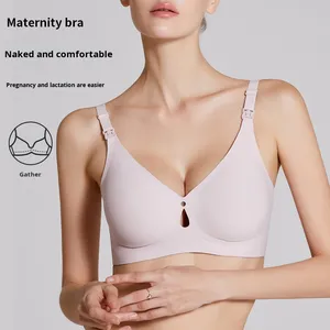 Sujetador de lactancia de maternidad con hebilla frontal de una pieza de gran tamaño, ropa íntima de embarazo de verano antiflacidez y delgada - Product Image 1