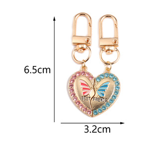 Portachiavi in lega a forma di cuore con strass di diamante alla moda piccolo regalo per buoni <span class=keywords><strong>amici</strong></span> migliori <span class=keywords><strong>amici</strong></span> coppie portachiavi - Product Image 5