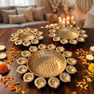 Juego de Diyas Tradicionales de Latón con Diseño Floral, Hechos a Mano, 500g, Decoración para el Hogar, para Diwali, Sala de Estar, Mesa Interior - Product Image 4