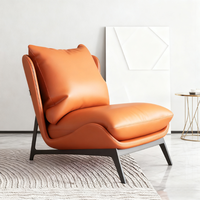 Fauteuil lounge en cuir minimaliste italien, style nordique décontracté pour petit salon ou balcon