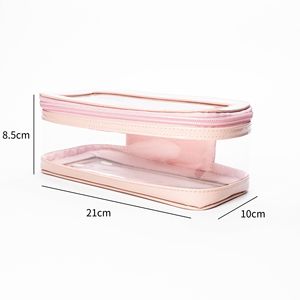 ISO BSCI Factory Customized Pink TPU <b>Makeup</b> <b>Case</b> Convenient Cosmetics Toiletries Bag With Zipper Closure and Custom Logo - Product Image 3