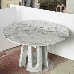 Mesa de Comedor Redonda de Mármol Personalizada, Mesa de Comedor de Mármol Rojo Rosso <span class=keywords><strong>Alicante</strong></span> Coralito, Mesa de Comedor con Tapa de Mármol Natural de Alta Calidad - Product Image 6