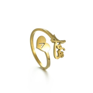 Bague en acier inoxydable en forme de cœur Love Baby, plaquée or, ajustable, romantique, pour femme, cadeau, à porter au quotidien - Product Image 5