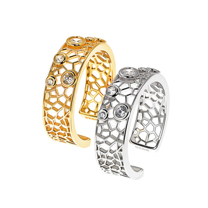 Nuevo Producto de Tendencia, Anillo <span class=keywords><strong>Ajustable</strong></span> Minimalista de Plata de Ley S925 con Encaje Acolchado y Circonita Tallada, Sin Decoloración - Product Image 4