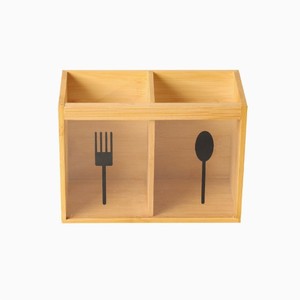 กล่องเก็บช้อนส้อมไม้ไผ่พร้อมช่องใส่ตะเกียบสำหรับบริการบุฟเฟ่ต์ในครัว - Product Image 2