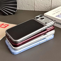 Étui en métal à motif cuir litchi pour iPhone 18 Pro Max 17 16 15 14 13, coque de protection antichoc plaquée pour affaires