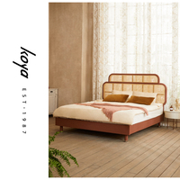 Mobilier moderne de lit de luxe pour la chambre à coucher Lit en bois de rotin tissé design Lits King queen size