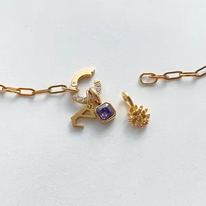 EManco Collier tendance minimaliste pour femme, avec pendentifs Triangle, Mauvais œil, Croix, Barre vierge, Lune, en acier inoxydable, chaîne à maillons, DIY, Dropshipping - Product Image 6