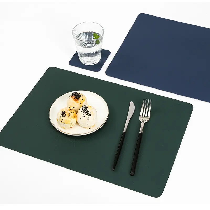 New Arrival Custom Desk Cover Place Mat 1mm Set of 2 Waterproof Leather Protect Dining Table Mat Placemat