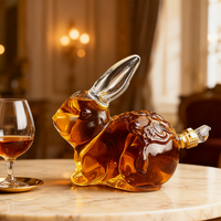 Fournisseur d'usine, carafe en verre artisanale en forme de lapin de 1200 ml pour le vin et le whisky