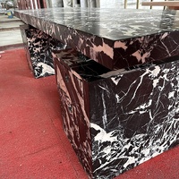 Bureau de direction en marbre Calacatta Viola noir, surface solide de luxe moderne, taille personnalisée, pierre véritable, bureau à domicile pour PDG