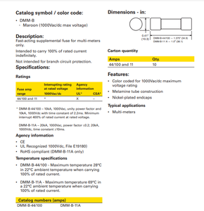 DMM-B 1000VAC/DC 11A ฟิวส์แบบตลับชนิดเฟอร์รูลแบบออกฤทธิ์เร็ว ฟิวส์แบบตลับชนิดพิเศษสำหรับมัลติมิเตอร์ ฟิวส์มัลติมิเตอร์แบบตลับสำหรับมัลติมิเตอร์แบบดิจิตอล - Product Image 4