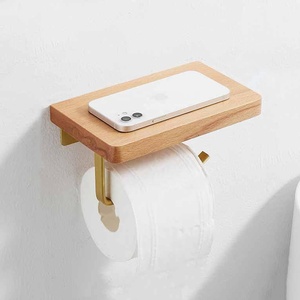 <span class=keywords><strong>Legno</strong></span> naturale porta <span class=keywords><strong>carta</strong></span> <span class=keywords><strong>igienica</strong></span> porta <span class=keywords><strong>carta</strong></span> <span class=keywords><strong>legno</strong></span> con mensola bagno accessori mensola di stoccaggio con porta telefono - Product Image 3