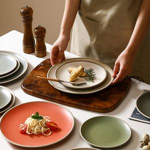 Vintage Speckled Glaze Steak Dessert Salad Restaurant <b>Ceramic</b> Dining <b>Plate</b> Sets Multiple Sizes Round Dinner <b>Plates</b> for Wedding - Product Image 2