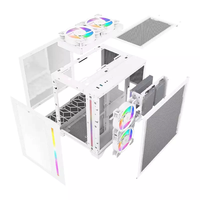 Boîtier PC tour moyenne Phantom noir et blanc USB 3.0 en verre trempé ITX pour jeux informatiques, boîtier d'ordinateur en aluminium ATX avec ventilateur de refroidissement