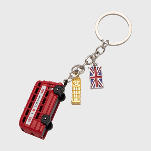Portachiavi Souvenir di Londra JOYSON con Bandiera Union Jack, Autobus a Due Piani e Big Ben in Lega - Product Image 3