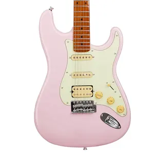 Instrumento musical ST de fábrica China, kit de guitarra eléctrica HSS, guitarra eléctrica avanzada rosa