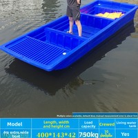 Bateau en plastique LLDPE double couche épaissi 400x143x42cm pour la pêche et le nettoyage – Vente en gros usine