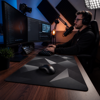 Tapis de souris XXL Tigerwings pour le bureau et le gaming, en tissu imperméable noir, personnalisable avec logo par sublimation, tapis de bureau