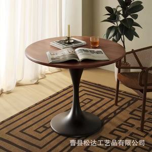 Mesa de centro redonda de madera, diseño sencillo, adecuada para uso doméstico, sala de estar, balcón, apartamento pequeño o habitación de alquiler. - Product Image 2