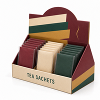 Présentoirs PDQ de comptoir personnalisés, écologiques et recyclables, avec revêtement UV et lamination brillante, pour packs variés de sachets de thé