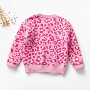 Enfant en bas âge filles hiver automne tricot motif à manches longues enfants pull pull <span class=keywords><strong>rose</strong></span> imprimé léopard bébé garçons filles chandails - Product Image 2