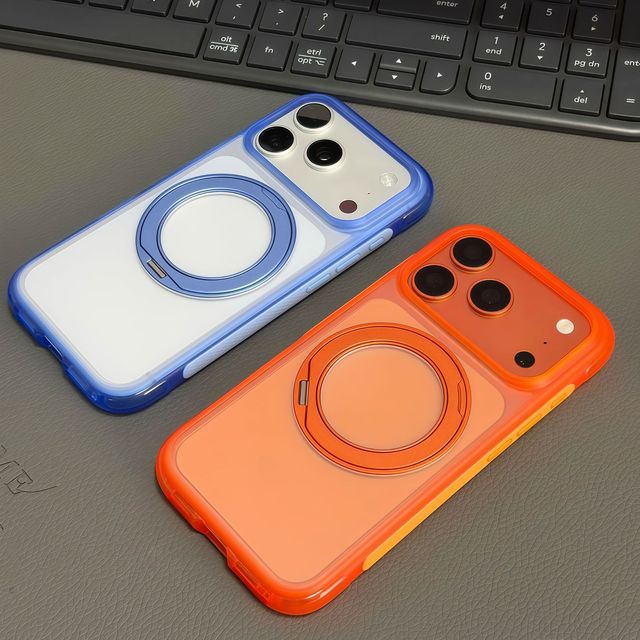 Fashion Magnetic Kickstand Case Compatible for iPhone 17 18 Pro Max Semi-Transparent Matte Airbag Protection Skin
