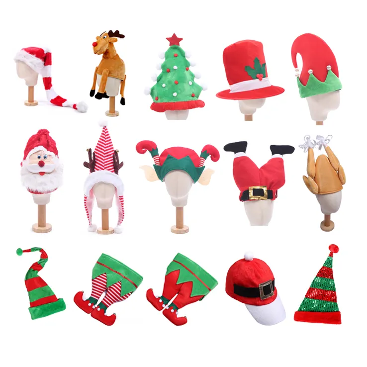 Toptan noel malzemeleri komik yenilik Santa şapka çılgın yılbaşı şapkası noel aksesuarları parti