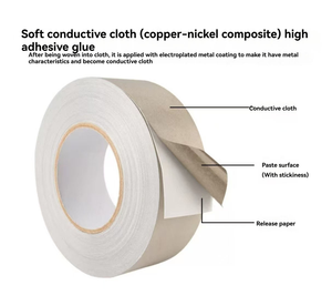 Ruban Conducteur en Tissu Composite Cuivre-Nickel, Adhésif Acrylique Sensible à la Pression Unilatéral, Épaisseur 0,05 mm pour EMI - Product Image 2