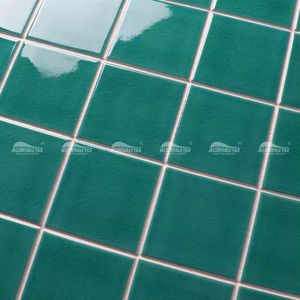 עיצוב מודרני קרח סדק חלק קרמיקה פסיפס רצפת אריחים אריח זכוכית מרובעת ירוק - Product Image 3