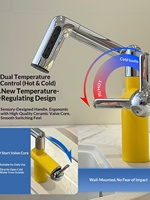 Robinet de lavabo de salle de bain chaud-froid, mitigeur en céramique, plusieurs couleurs, design mécanique thème dopamine, motif chat, universel