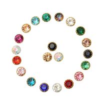 Strass coloré en verre CZ de 4 mm à 8 mm, à griffes rondes, à coudre, avec base dorée, pour robe de mariée et accessoires DIY