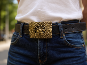 Hebilla Cuadrada Grande de Aleación Chapada en Oro Antiguo de 5.0cm para Cinturón, Accesorio de Moda para Jeans - Product Image 2