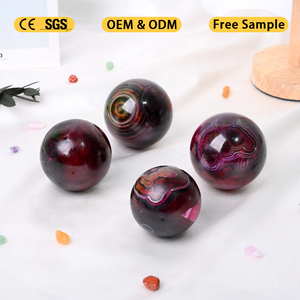 Wholesale Natural Polished <b>Crystal</b> Healing Stone Craft Colorful Moss Agate Sphere for Meditation - Product Image 4