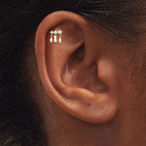 Pendientes de Plata Sólida S925 con Borla Geométrica, Cadena y Zirconia, con Cierre de Rosca Plano, Diseños Variados - Product Image 3