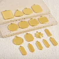 P482 18K Vergoldeter Edelstahl-Anhänger zum Gravieren, Flacher Mond-Charm, DIY Gravur, Trendiges Geschenk, Halskette, Schmuckherstellung