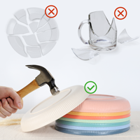 Ensemble de 8 couverts biodégradables en paille de blé, assiettes rondes en plastique incassable pour les fêtes, ensemble d'assiettes en blé colorées
