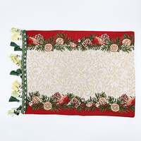 Nappe de Noël en gros, tapisserie tissée à motif festif avec pompons pour décoration de table de luxe, tapis personnalisé