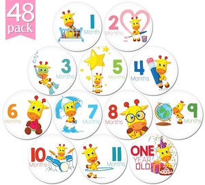 โปรโมชั่นพิเศษ แพ็ค 48 ชิ้น สติกเกอร์รูปยีราฟขนาด 4 นิ้ว คุณภาพพรีเมียม สติกเกอร์บันทึกความทรงจำประจำเดือนสำหรับเด็กแรกเกิด - Product Image 2