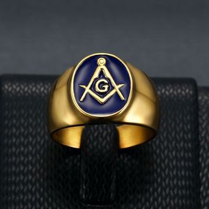 Freemason AG Men's <b>Ring</b> Gold Plated Blue Inlay Geometric Oval Design Jewelry Gift - Product Image 3