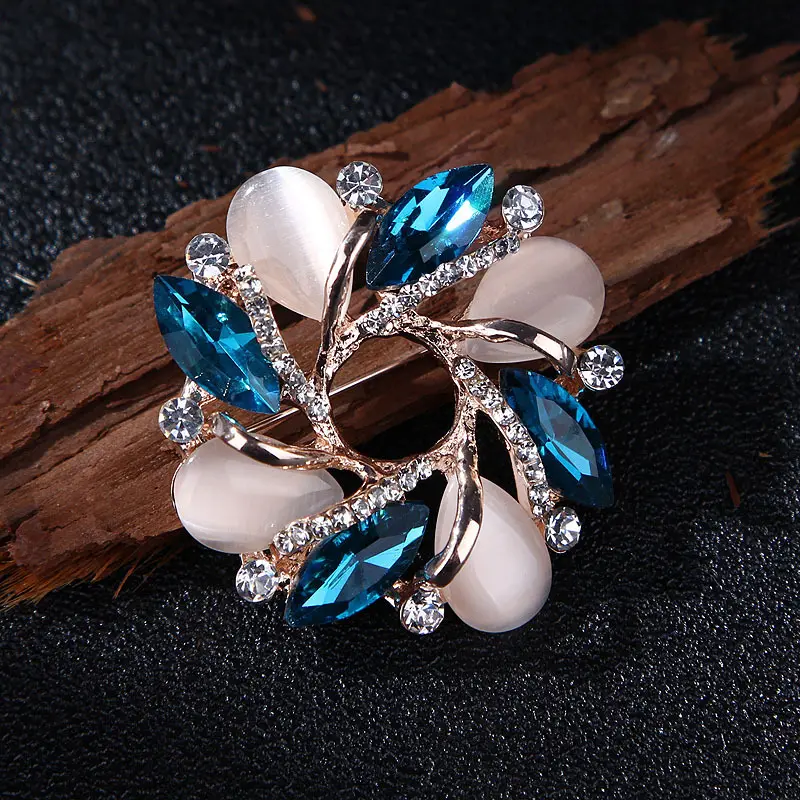 Broche en pierre d'oeil de chat de mode coréenne bauhinia fleur accessoires de vêtements pour femmes cadeau créatif collier broche 2 - 11 paires