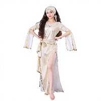 Trajes de Danza del Vientre con Lentejuelas Doradas, Vestidos Baladi, Danza Folclórica Saidi, Danza Oriental, 100% Poliéster para Adultos