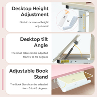 Bureau d'étude ergonomique moderne en bois massif pour enfants, réglable en hauteur, avec plateau inclinable de 0 à 60 degrés, idéal pour la maison, le bureau ou la chambre à coucher.